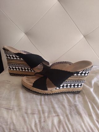 Sandalias cuña Darina 37 - Negro/Beige