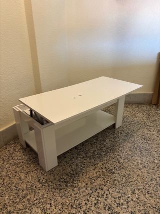 Mesa centro elevable blanca