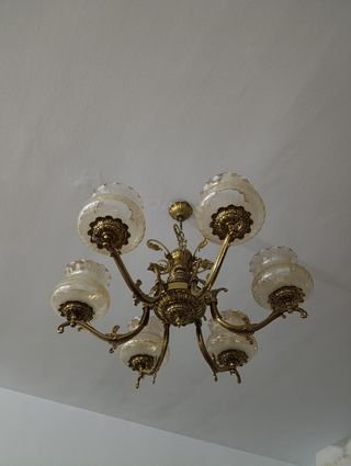 Lampara antigua dorada 6 luces