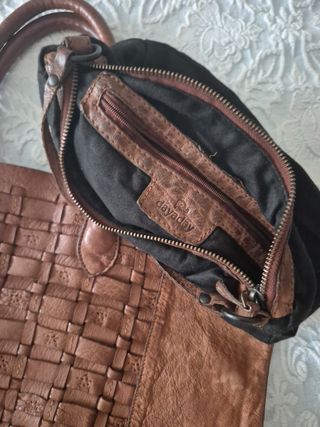 Bolso marrón tejido - 2 piezas