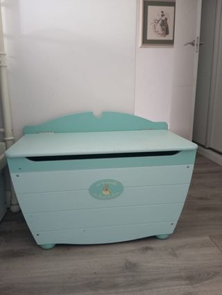 Baúl infantil turquesa madera