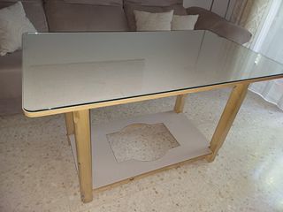 Mesa camilla cristal madera