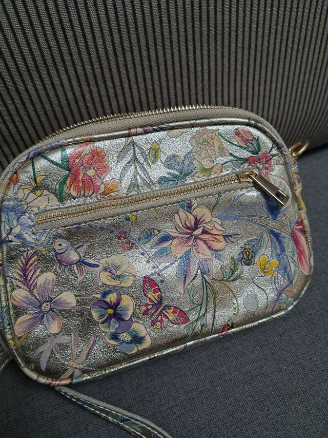 Borsetta a tracolla floreale dorata