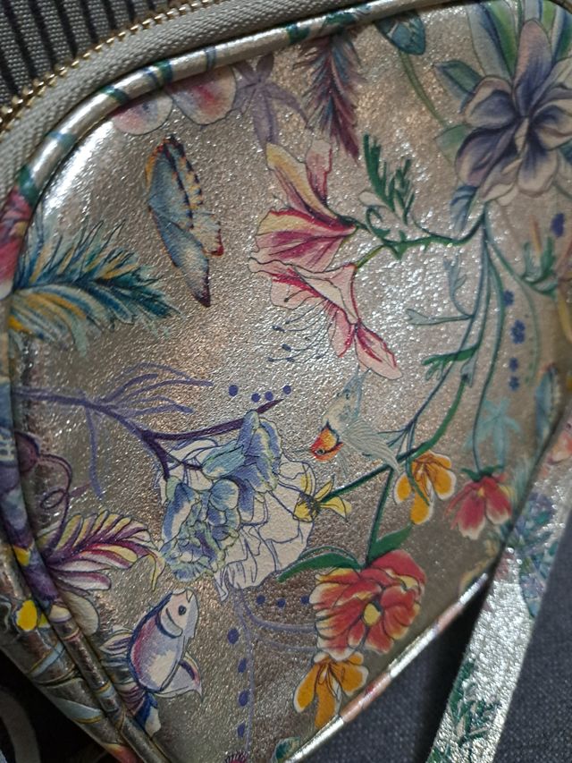 Borsetta a tracolla floreale dorata