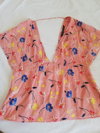 Blusa Zara floral rosa - Talla L