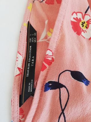 Blusa Zara floral rosa - Talla L