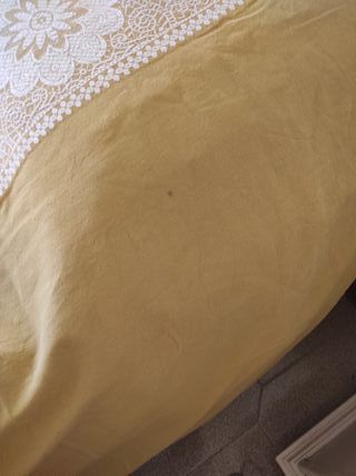 Lenzuola matrimoniali vintage senape e bianco