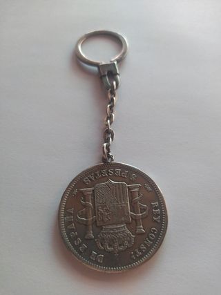 Llavero de plata   5ptas Alfonso XIII plata