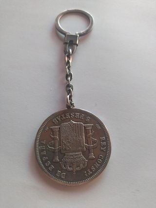 Llavero de plata   5ptas Alfonso XIII plata