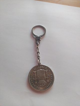Llavero de plata   5ptas Alfonso XIII plata