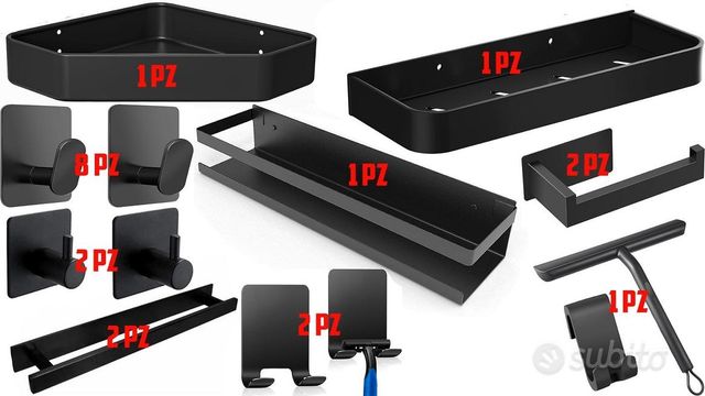 Porta asciugamani, mensola bagno, porta rotolo