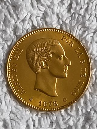 MONEDA 25 PESETAS ORO ALFONSO XII 1878