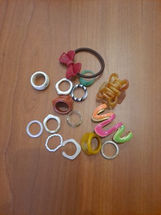 Anillos, goma & pinzas pelo multicolor