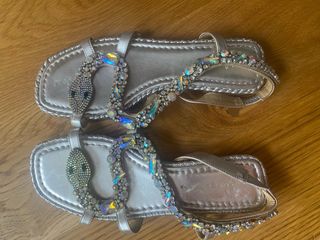 Sandalias Plata Serpiente Talla 38