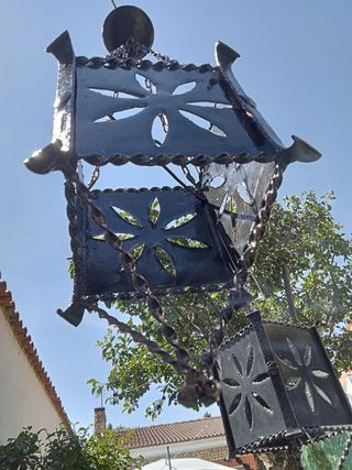 2 Faroles Forja Metal Negro