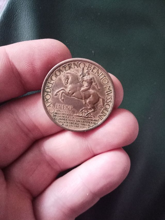 2 Lire 1928 Mussolini Italia