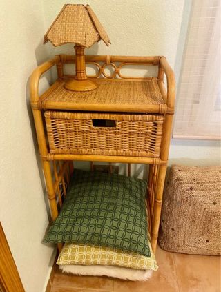 Cómoda mimbre bambú vintage