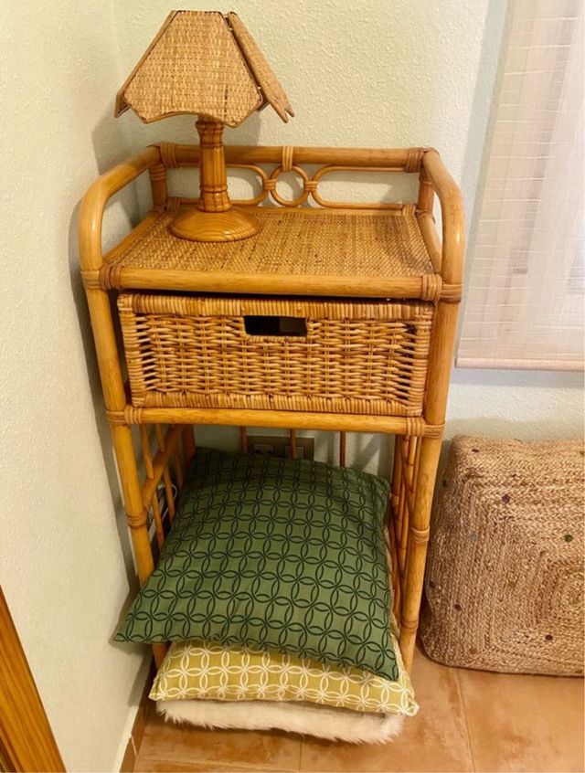 Cómoda mimbre bambú vintage