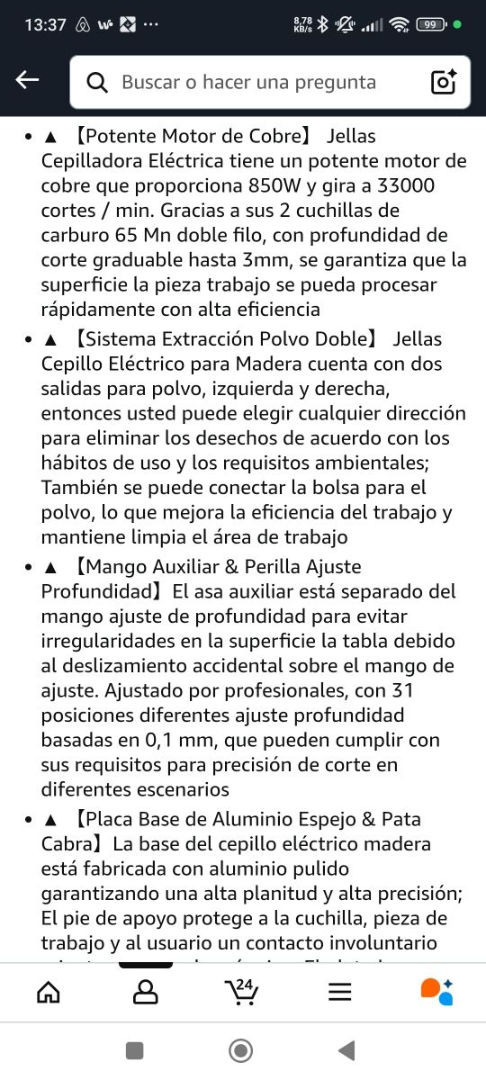 Cepilladora eléctrica JELlas 850W