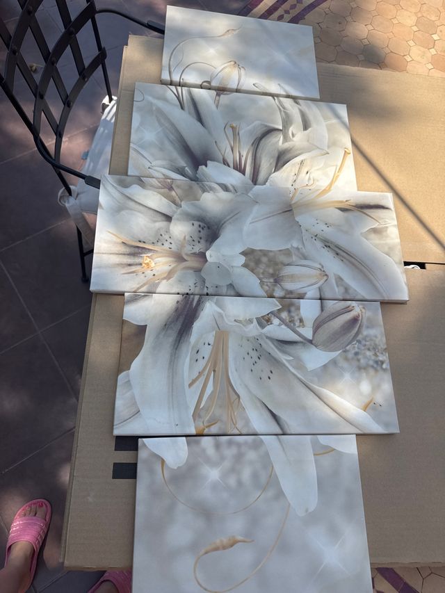 5 lienzos flores - Decoración hogar