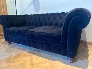 Sofá Chester 2 plazas - terciopelo negro