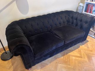 Sofá Chester 2 plazas - terciopelo negro