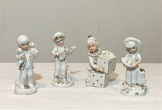 4 Statuine Porcellana Vintage Bambini