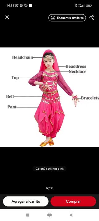 Traje danza oriental niña y/o Jasmine