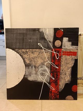 Cuadro abstracto rojo-negro 80*80