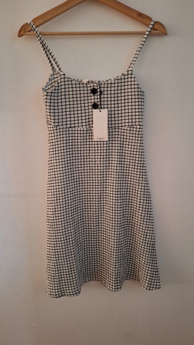 Vestido Mango blanco y negro