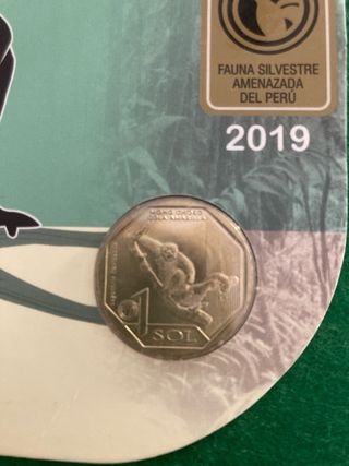 Moneda 1 Sol Perú 2019 Mono Chorola Amarillo