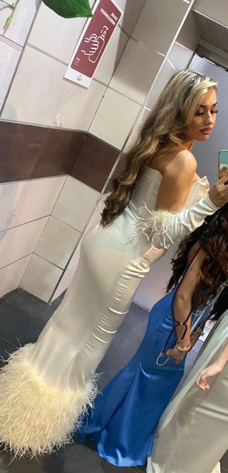 Vestido blanco fiesta plumas talla 36