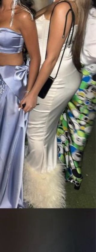 Vestido blanco fiesta plumas talla 36