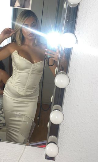 Vestido blanco fiesta plumas talla 36