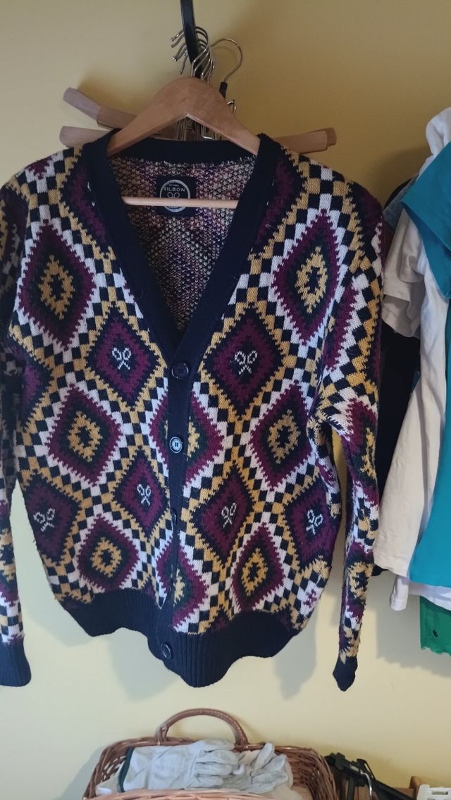 Cárdigan retro multicolor