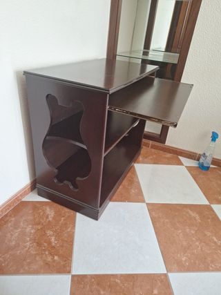 Mueble auxiliar tv y escritorio madera marrón