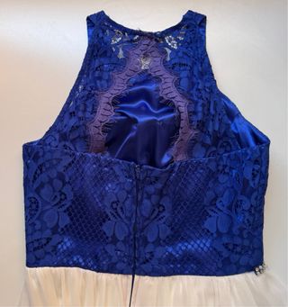 Vestido fiesta azul y blanco