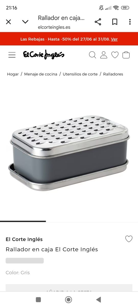 Rallador El Corte Inglés - Gris