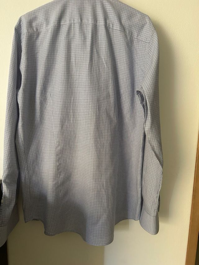 Camicia Uomo Cotone quadretti celeste