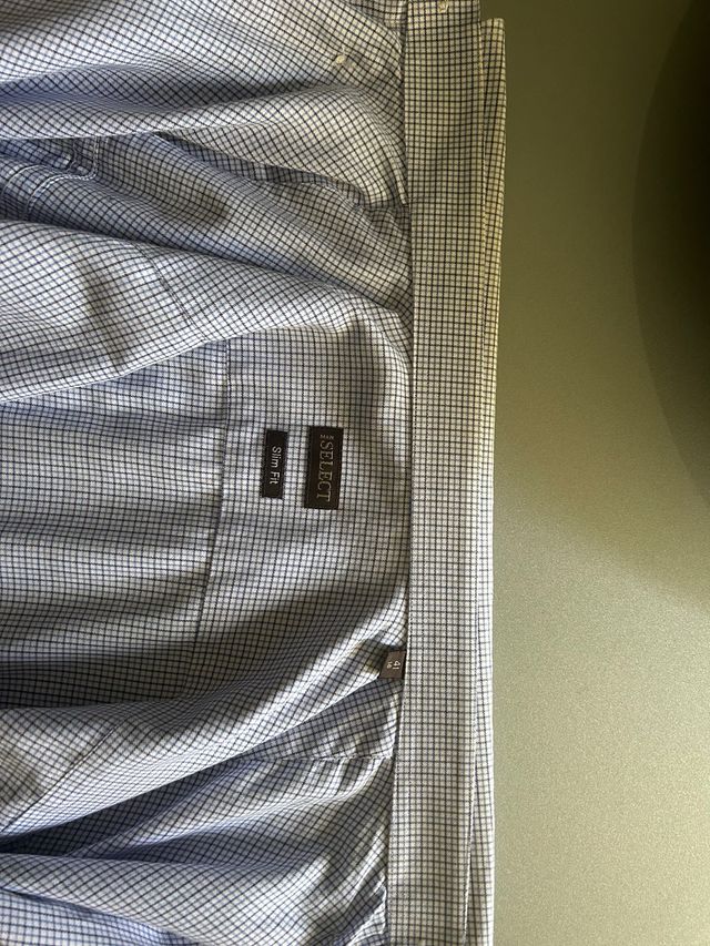 Camicia Uomo Cotone quadretti celeste