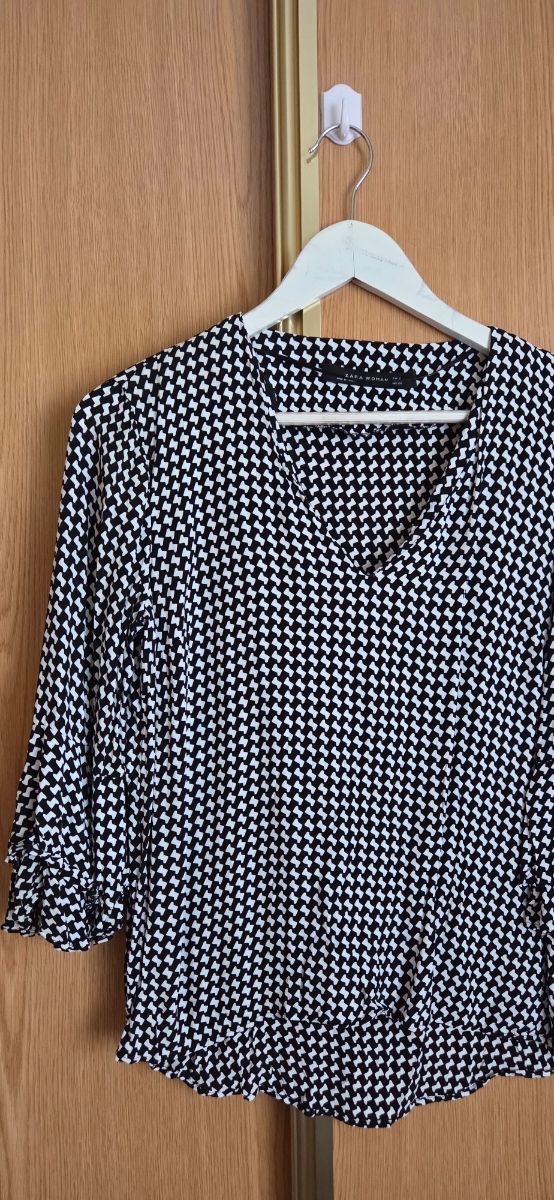 Blusa Zara S - Blanco y Negro