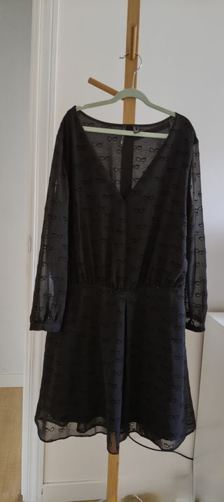 Vestido Mango negro estampado gafas - M