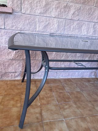 Mesa jardín cristal - metal negra
