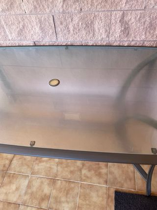Mesa jardín cristal - metal negra