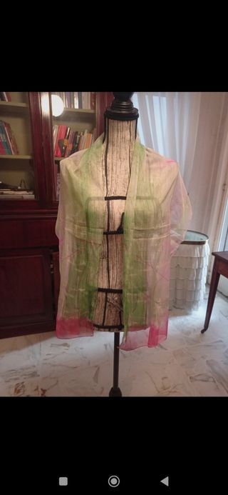 Foulard Bhs seta verde rosa