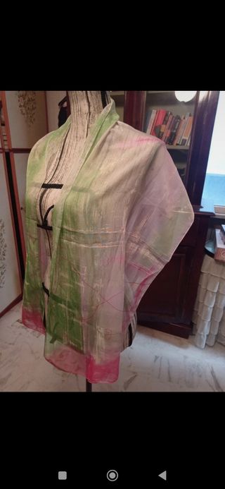 Foulard Bhs seta verde rosa