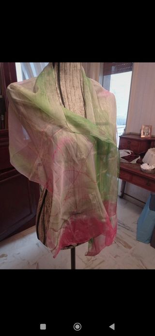 Foulard Bhs seta verde rosa