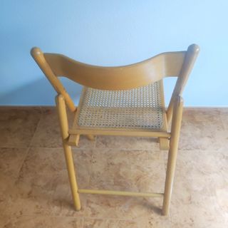 Sillas plegables vintage madera mimbre