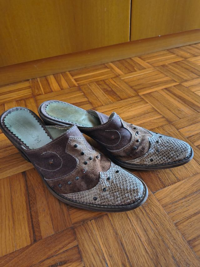 Sabot donna beige e marrone