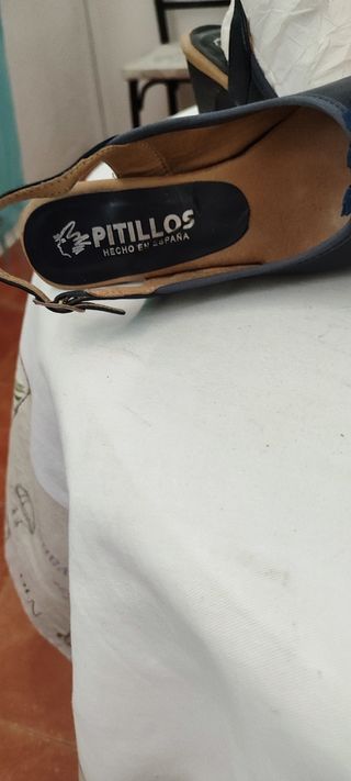 Zapatos Pitillos Piel Azul - 37